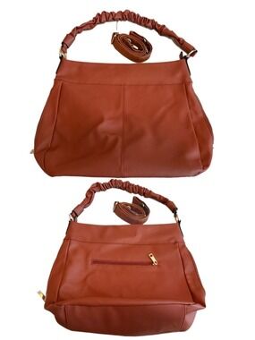 Classic Everyday Large Faux Leather Tote Hobo Bag in Cognac